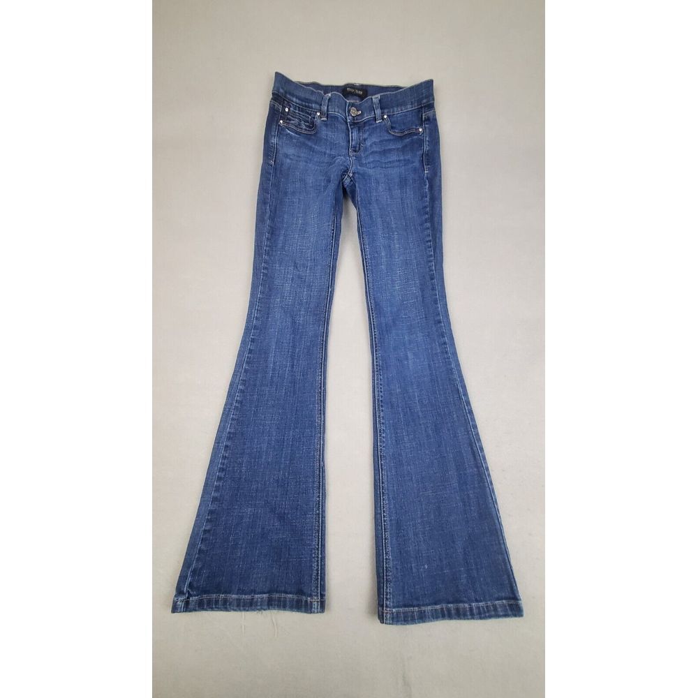 White House Black Market Jeans 26 Blue Flare Noir Stretch Dark‎ Wash